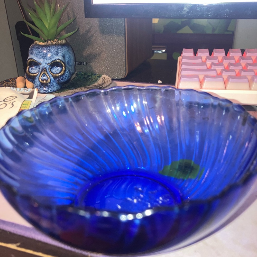 Vintage Cobalt Blue Made in France Glass Bowls Set of 3